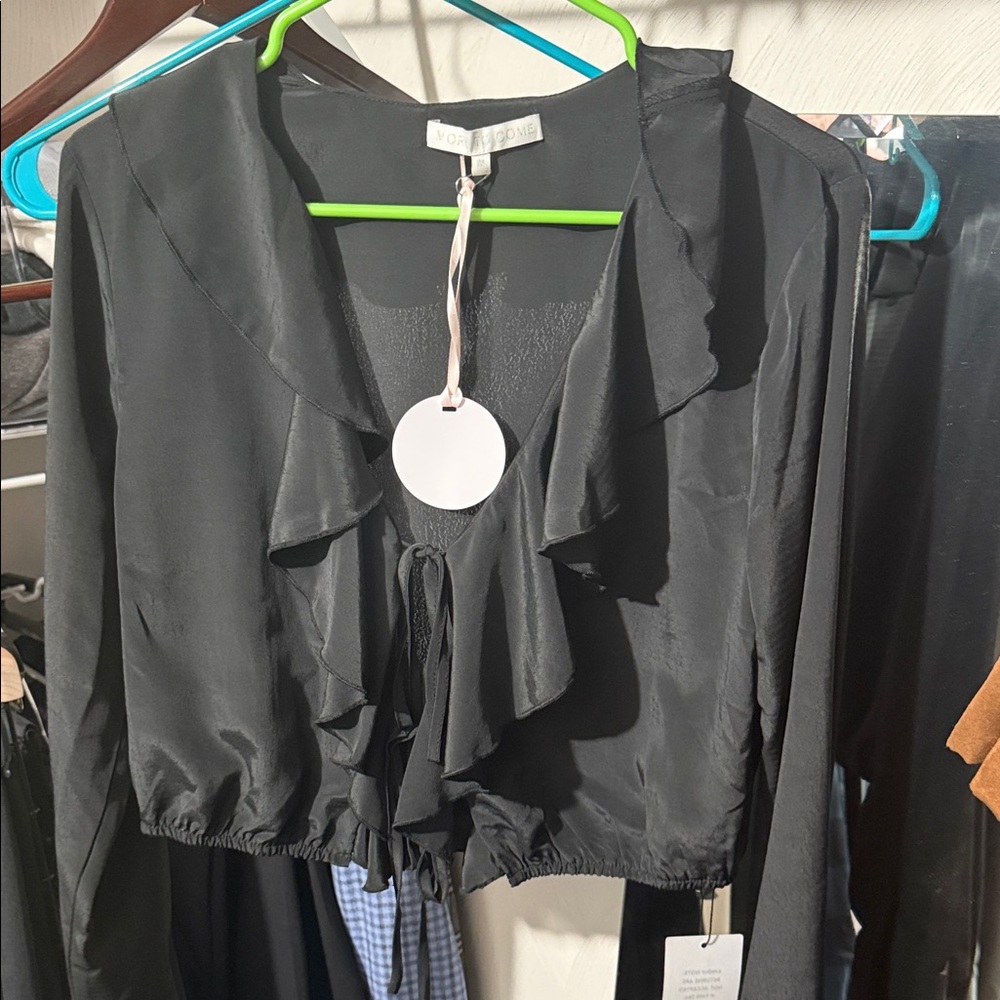 Elegant Black Ruffled Blouse